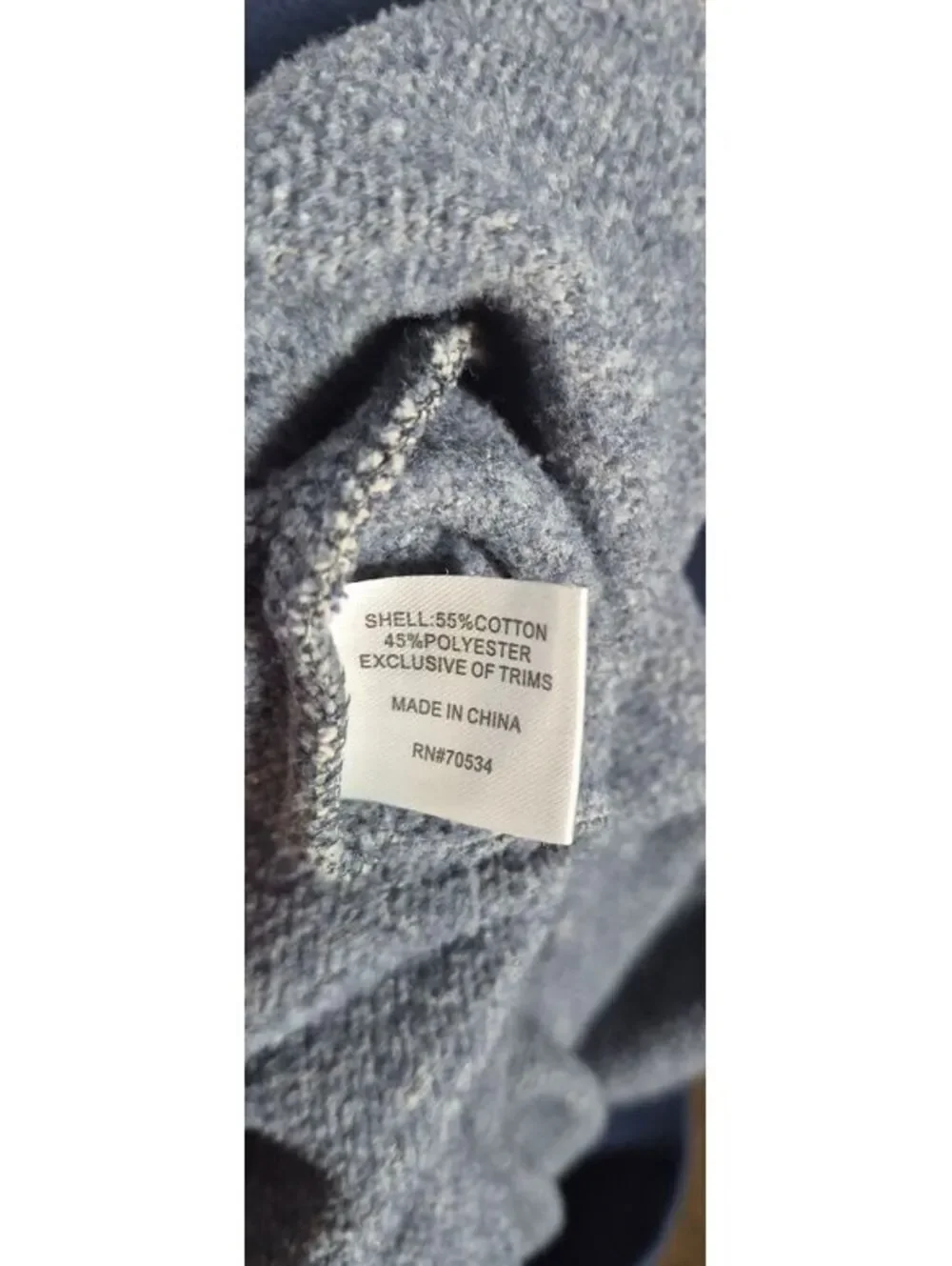 Orvis Men’s Large Gray Navy Mock Neck Quarter Zip Pullover